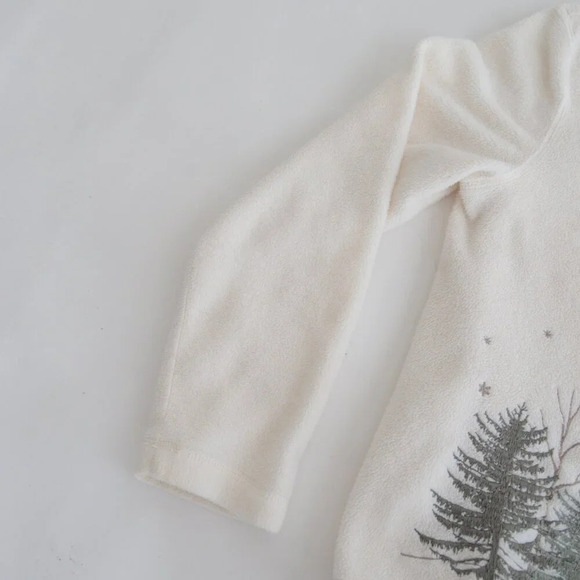 Vintage Croft And Barrow Cream Embroidered Moose Forest Zip Cardigan Sweater M - Picture 8 of 9